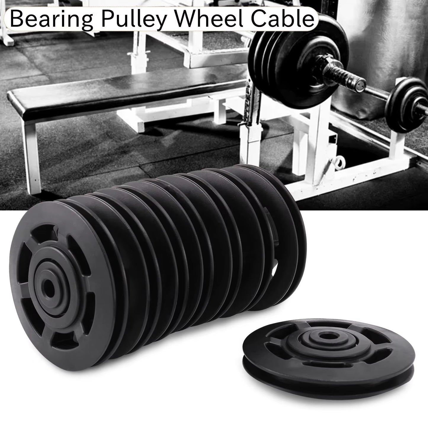 8Pcs 95Mm Black Bearing Pulley Wheel Cable Gym Equipment Part Wearproof